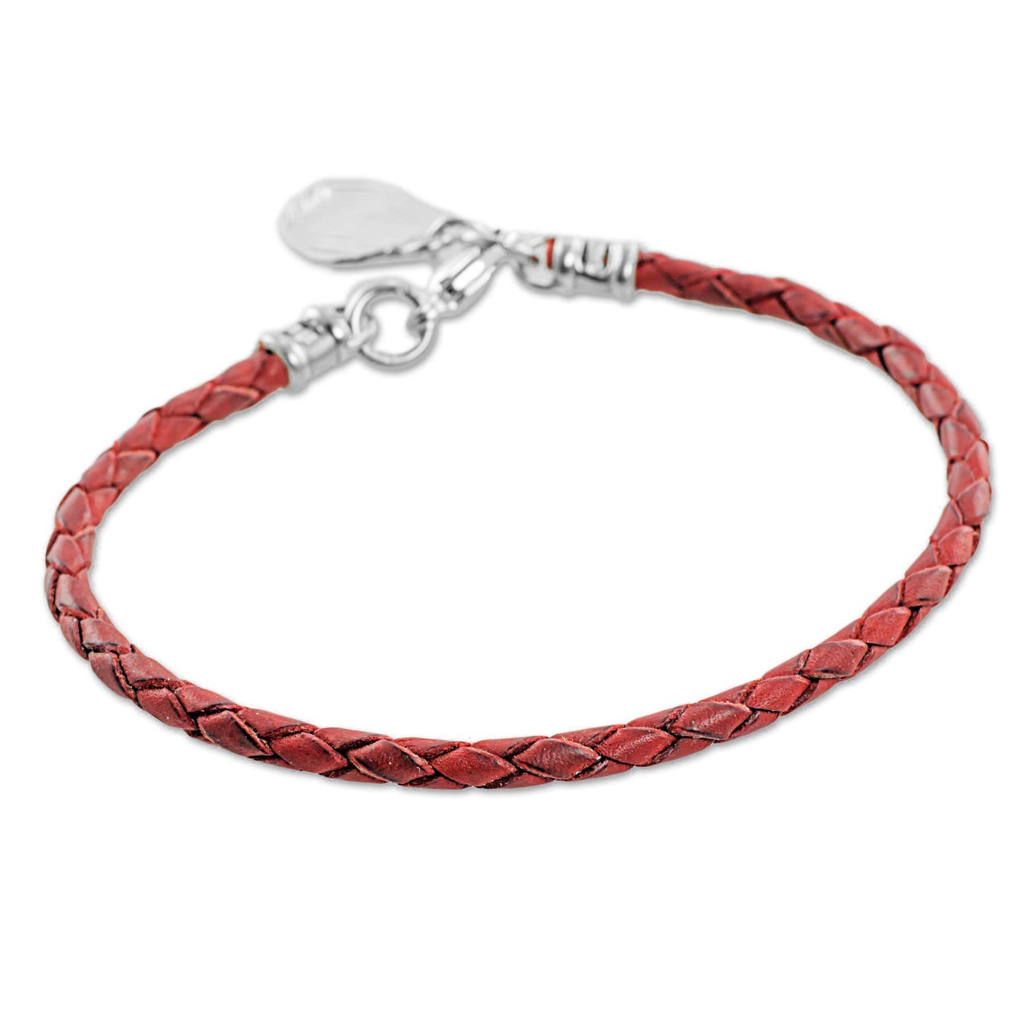 Walk of Life in Red 999 Silver Red Leather Charm Wristband Bracelet Guatemala