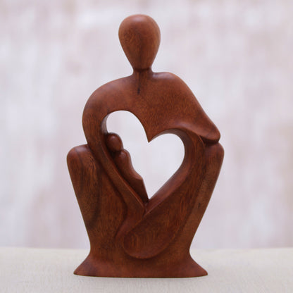 Mother's Tenderness Decorative Wood Statuette