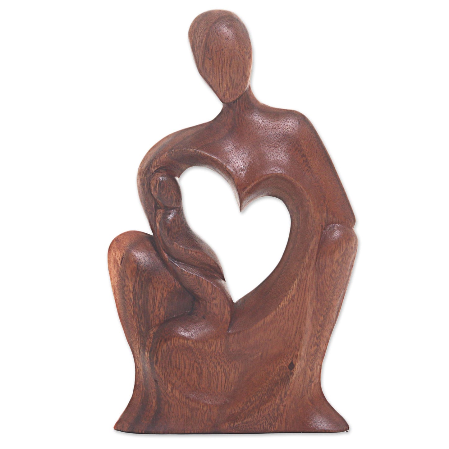 Mother's Tenderness Decorative Wood Statuette