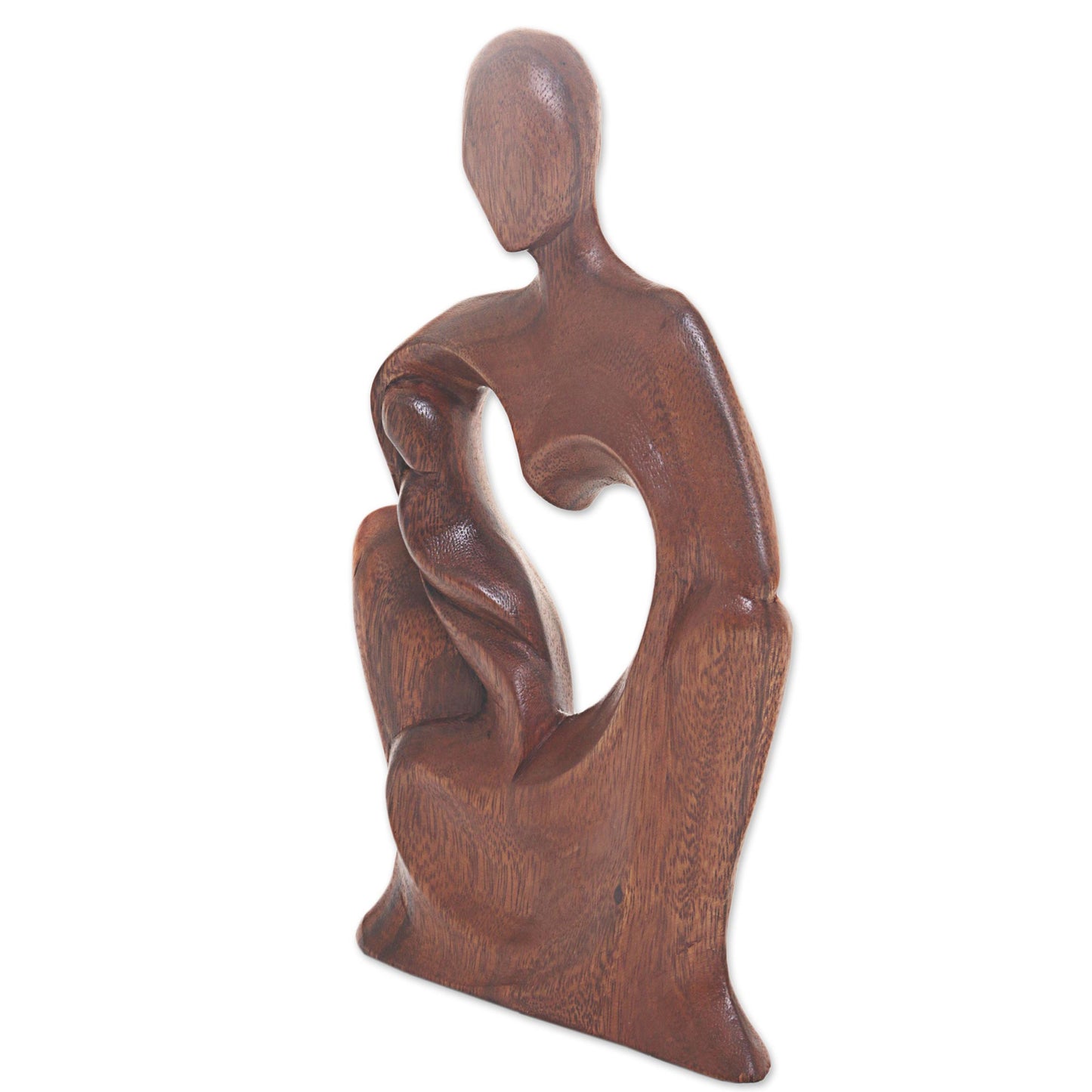 Mother's Tenderness Decorative Wood Statuette