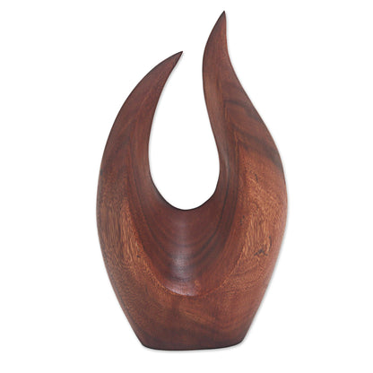 Fire Flames Hand Carved Natural Suar Wood Fire Flames Sculpture