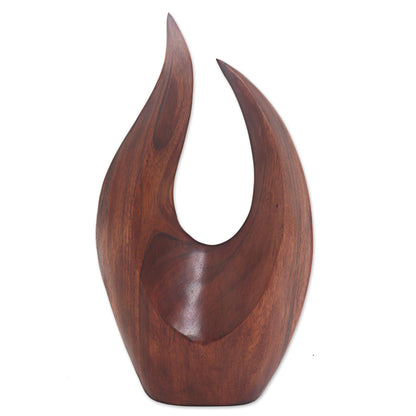 Fire Flames Hand Carved Natural Suar Wood Fire Flames Sculpture