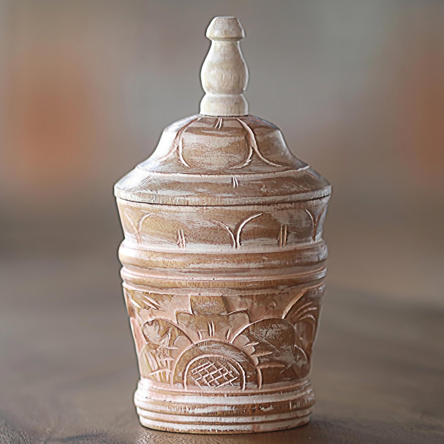 Bali Spire Hand Carved Decorative Wood Box from Indonesia