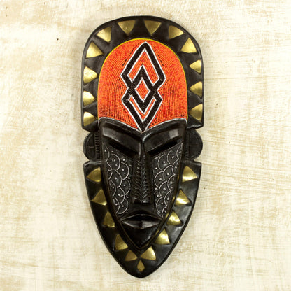 Fearless Warrior African Sese Wood Wall Mask