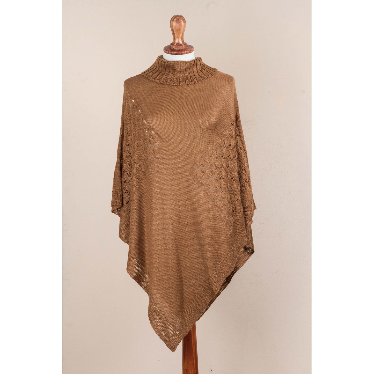 Copper Reality Squared Brown Knit Poncho