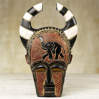 Azubuike Artisan Crafted Sese Wood and Brass Wall Mask from Ghana