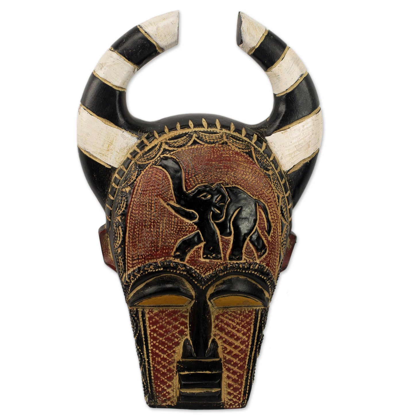 Azubuike Artisan Crafted Sese Wood and Brass Wall Mask from Ghana