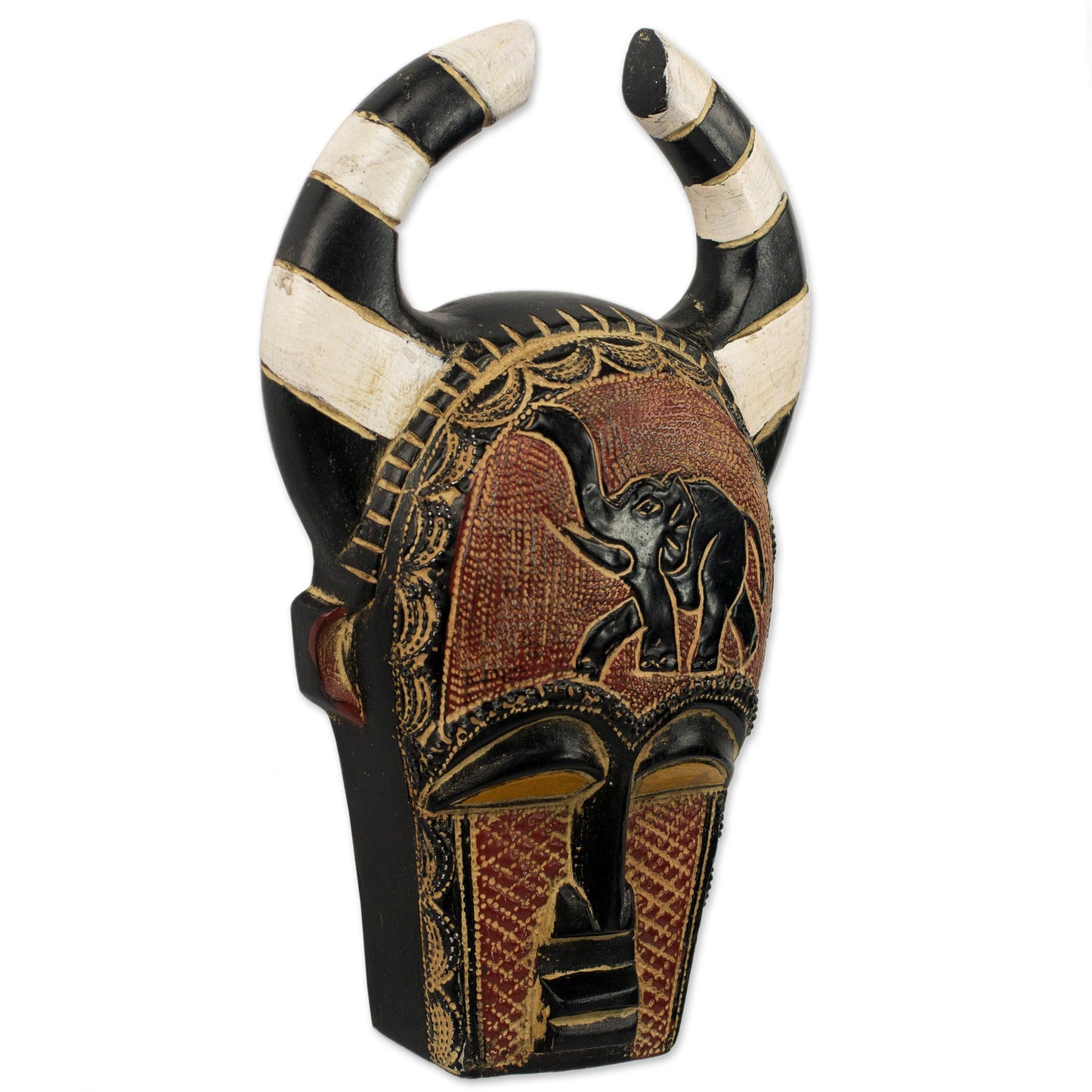 Azubuike Artisan Crafted Sese Wood and Brass Wall Mask from Ghana