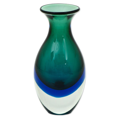 Rain Drop Brazilian Hand Blown Murano Inspired Art Glass Vase