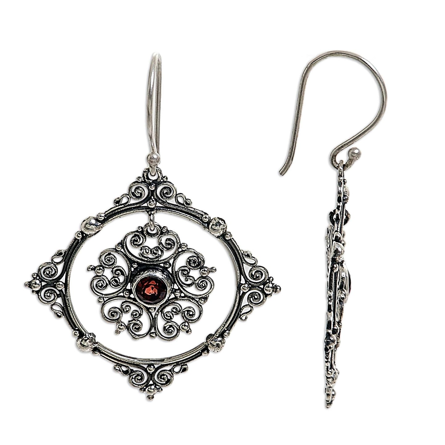 Red Vibrations Garnet & Sterling Silver Dangle Earrings