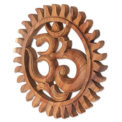 Sunny Om Hand Carved Wood Relief Panel Sunny Om from Indonesia