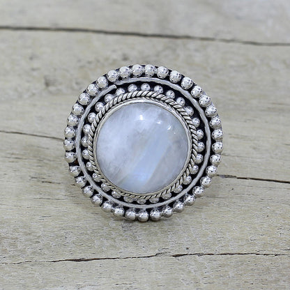 Rainbow Elegance Hand Made Rainbow Moonstone Cocktail Ring from India