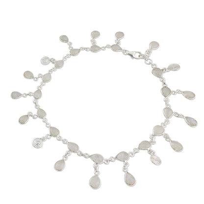 Starry Allure Rainbow Moonstone Charm Anklet