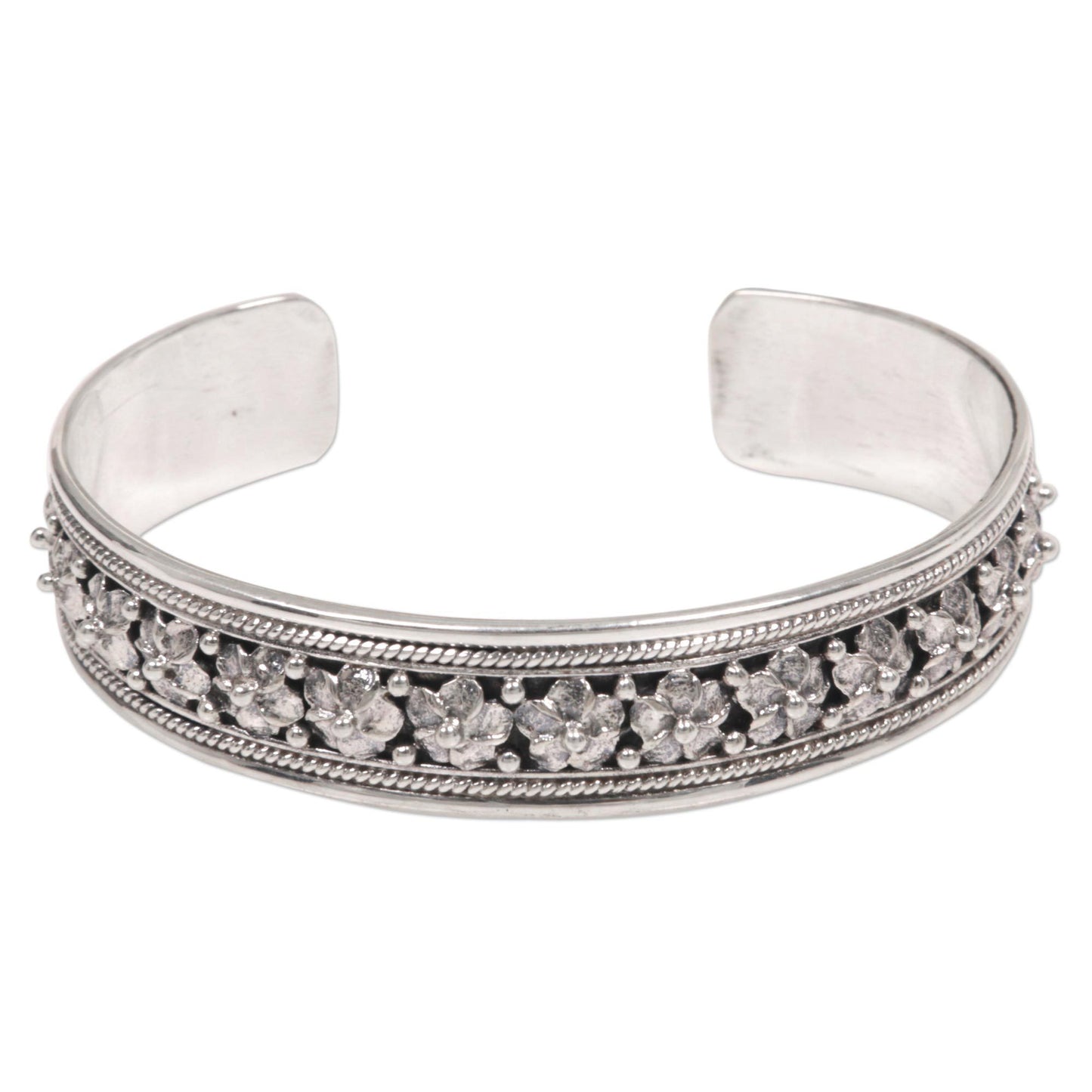 Frangipani Sterling Silver Cuff Bracelet