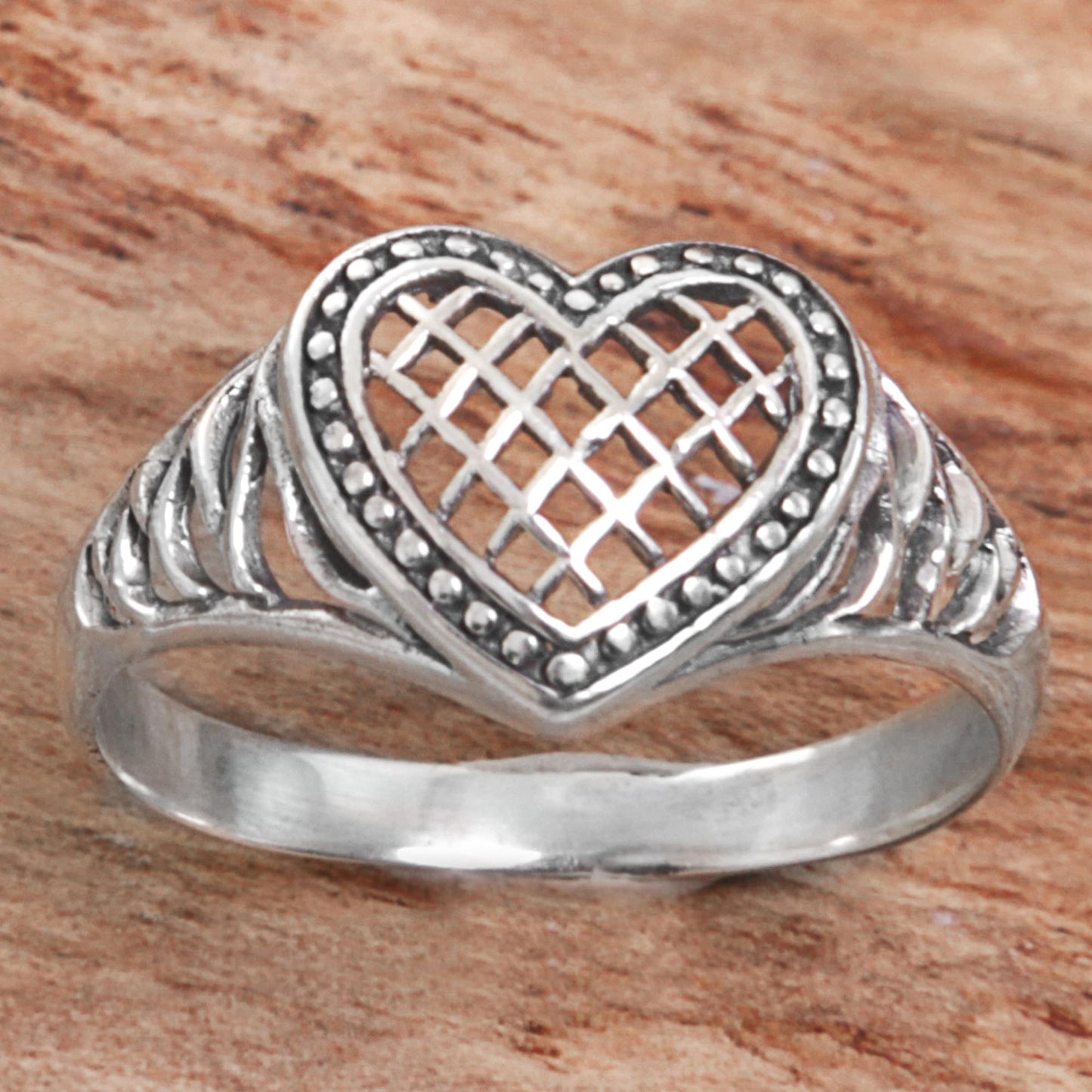 Bali Heart Sterling Silver Heart Shaped Cocktail Ring from Indonesia