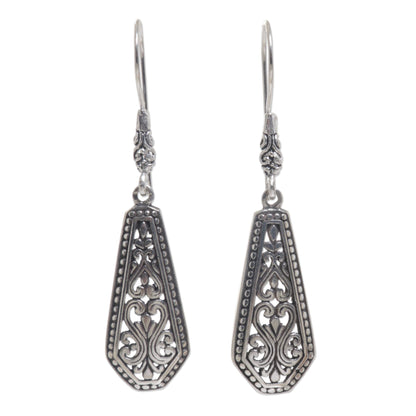 Dayak Beauty Sterling Silver Shield Dangle Earrings from Indonesia