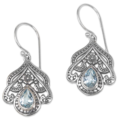 Summer Raindrops Blue Topaz Silver Dangle Earrings