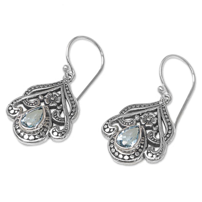 Summer Raindrops Blue Topaz Silver Dangle Earrings