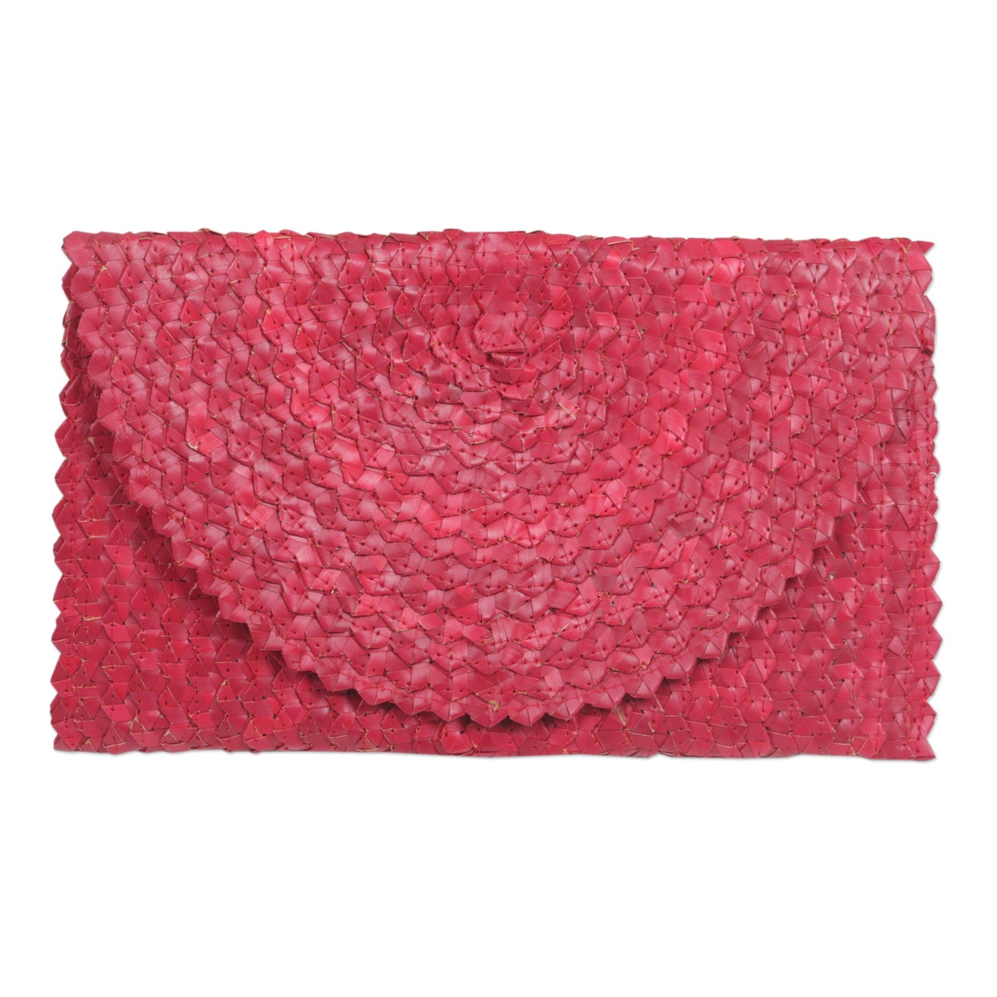 Trance in Ruby Red Hand Made Palm Leaf Fiber Clutch Handbag Indonesia