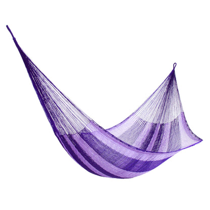 Lilac Blossom Hand Woven Nylon Purple Hammock (Single) from Mexico