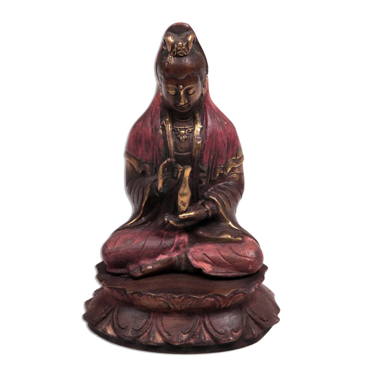 Sitting Kuan Bronze Sculpture of Buddha Kuan from Indonesia