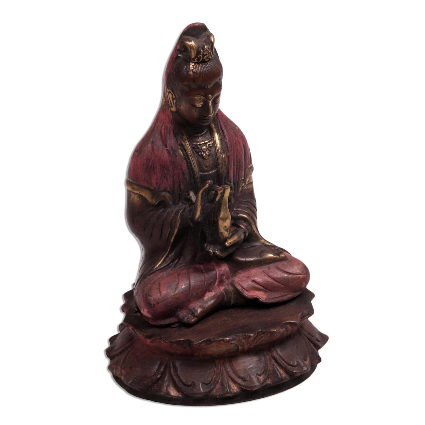 Sitting Kuan Bronze Sculpture of Buddha Kuan from Indonesia