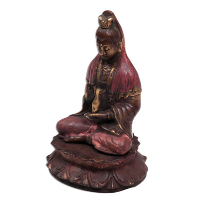 Sitting Kuan Bronze Sculpture of Buddha Kuan from Indonesia