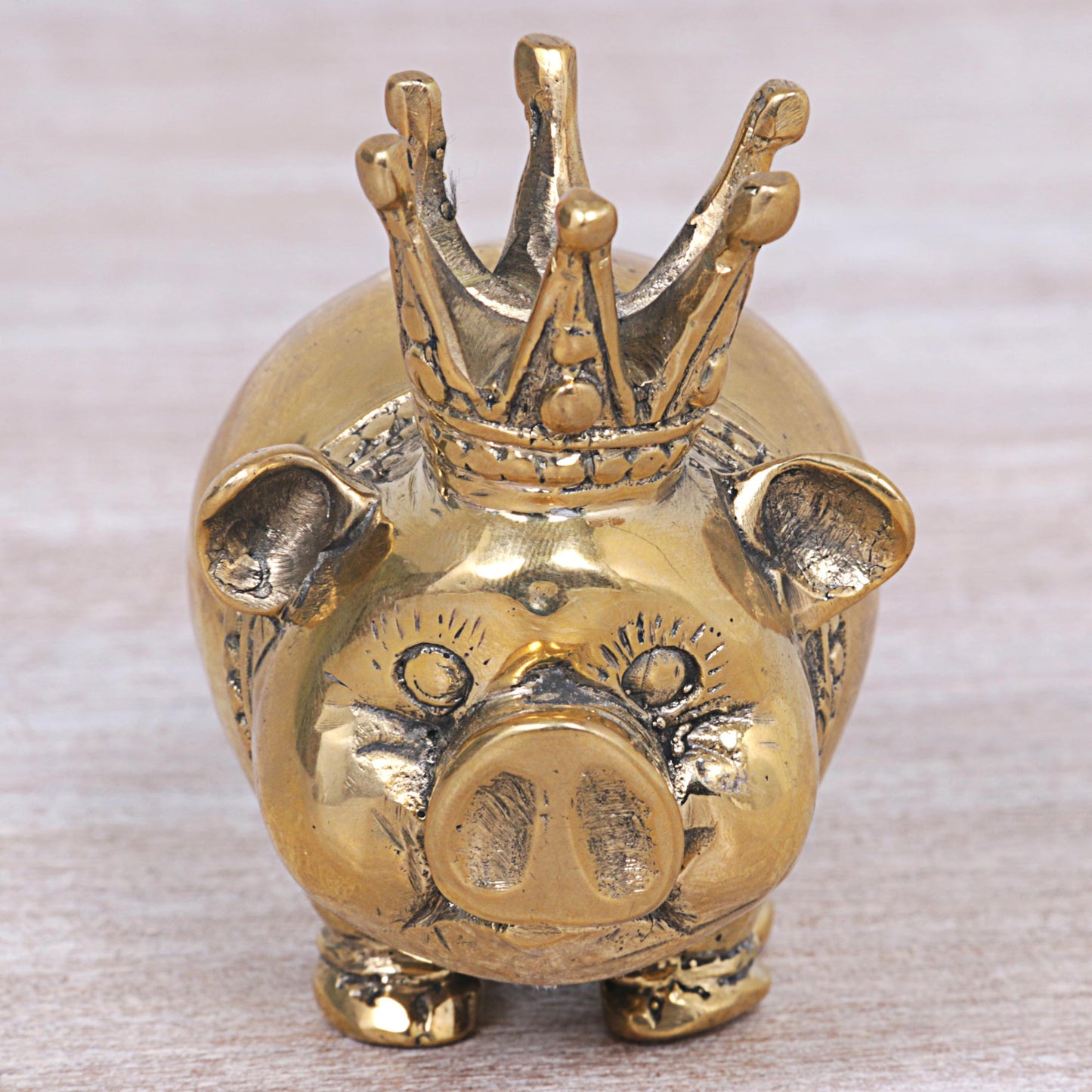 King Of Pigs Gold Tone  Bronze Sculpture