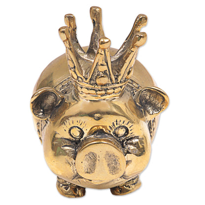 King Of Pigs Gold Tone  Bronze Sculpture