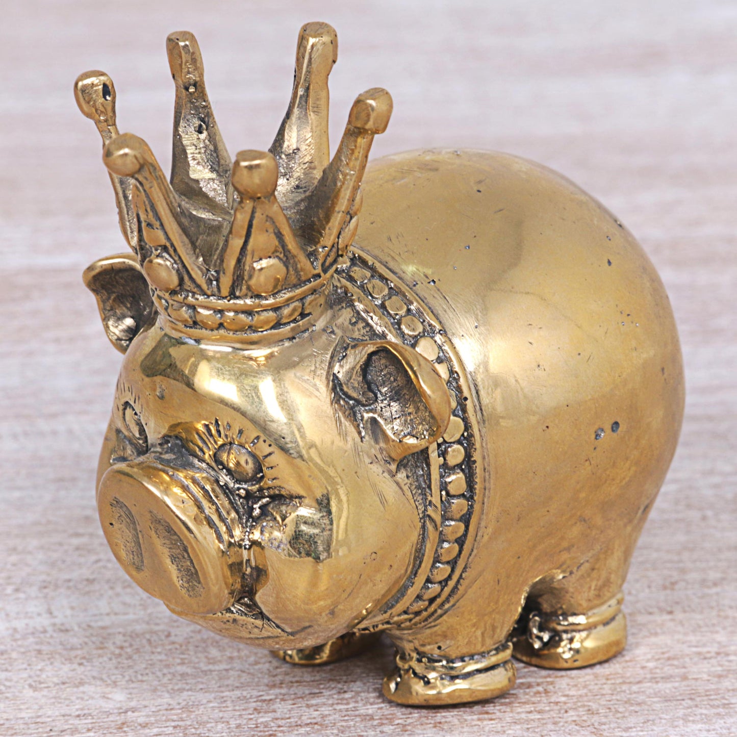 King Of Pigs Gold Tone  Bronze Sculpture