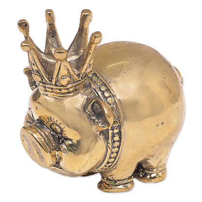 King Of Pigs Gold Tone  Bronze Sculpture