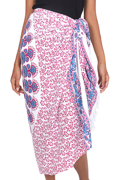 Bright Sunshine Sequined Deer and Elephant Floral Pattern Rayon Sarong