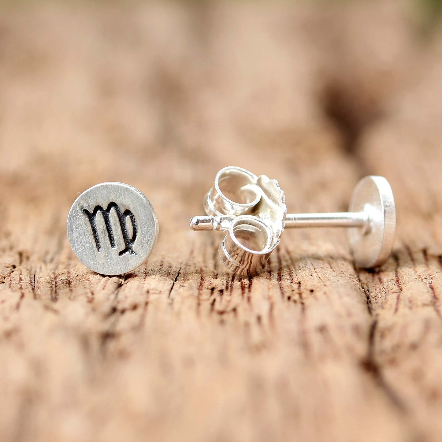 Satin Virgo Sterling Silver Virgo Stud Earrings from Thailand