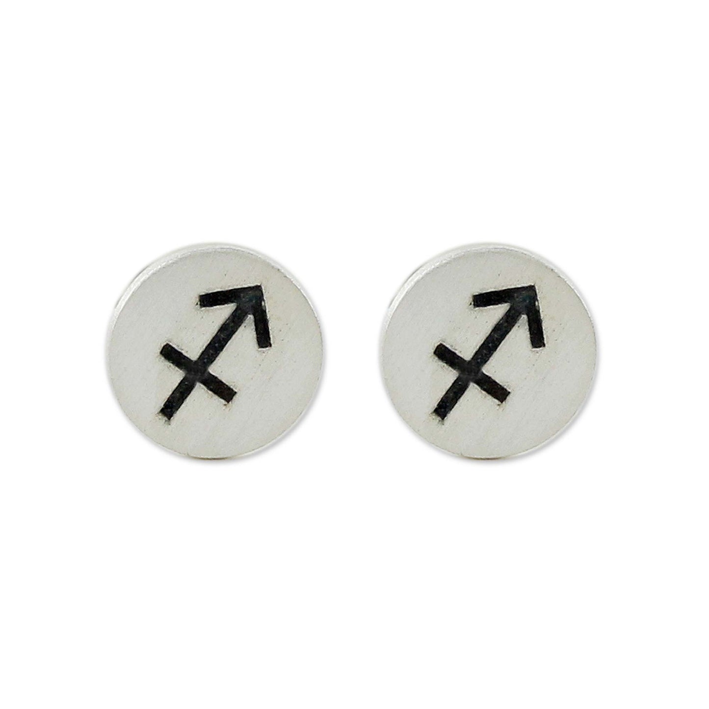 Satin Sagittarius Sterling Silver Sagittarius Stud Earrings from Thailand