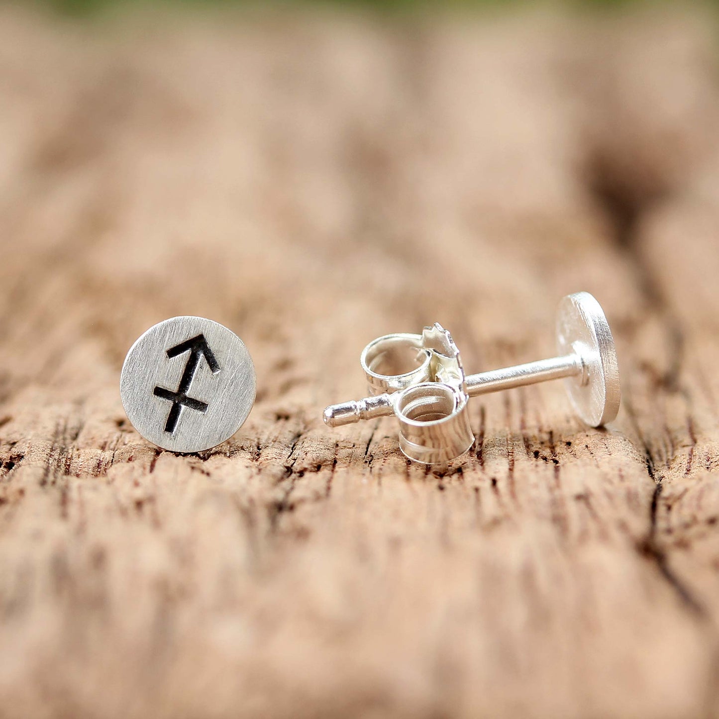 Satin Sagittarius Sterling Silver Sagittarius Stud Earrings from Thailand