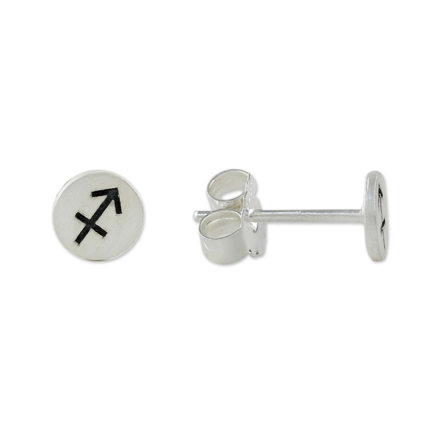 Satin Sagittarius Sterling Silver Sagittarius Stud Earrings from Thailand