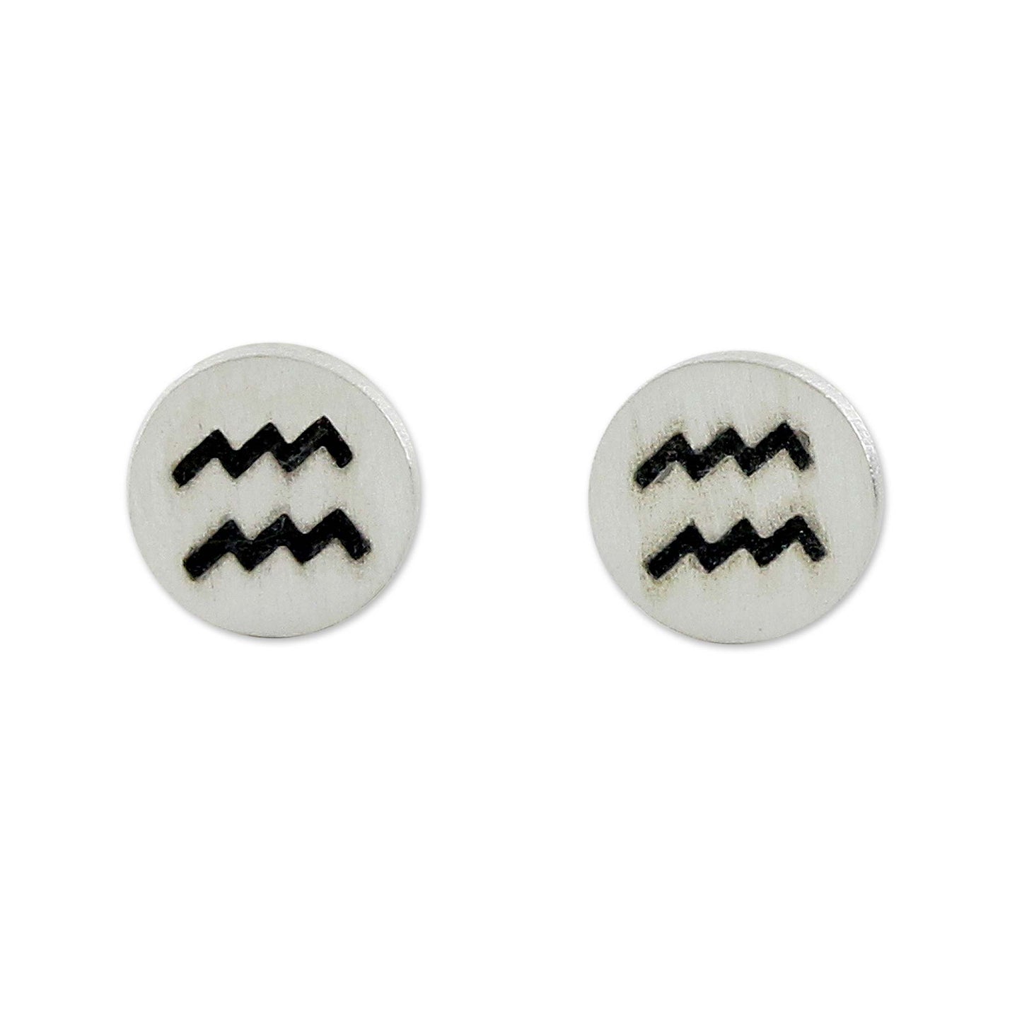 Satin Aquarius Sterling Silver Aquarius Stud Earrings from Thailand