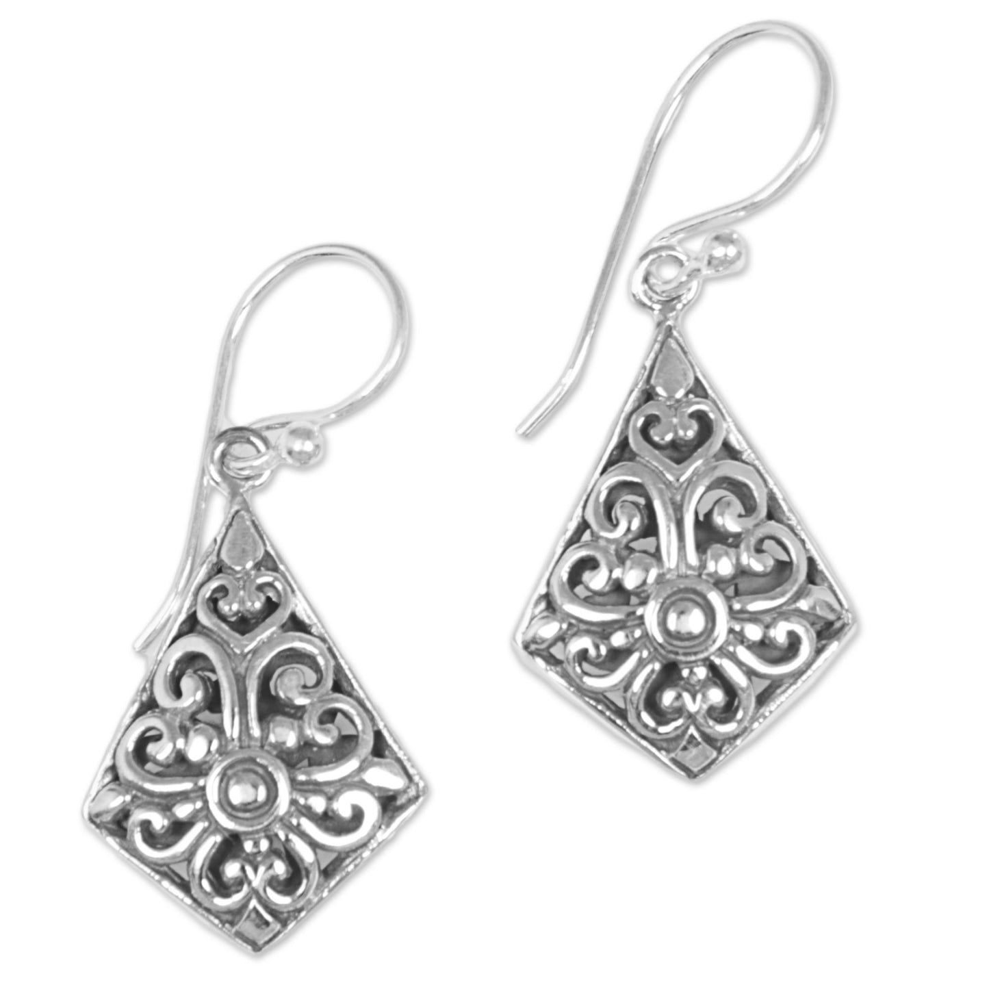 Bali Kites Sterling Silver Kite Shaped Dangle Earrings from Indonesia