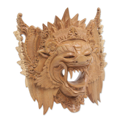 Great Boar Hand Carved Acacia Wood Barong Bangkal Mask