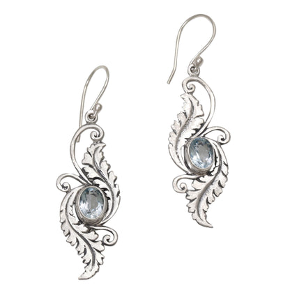 Morning Garden Blue Topaz Sterling Silver Dangle Earrings from Indonesia