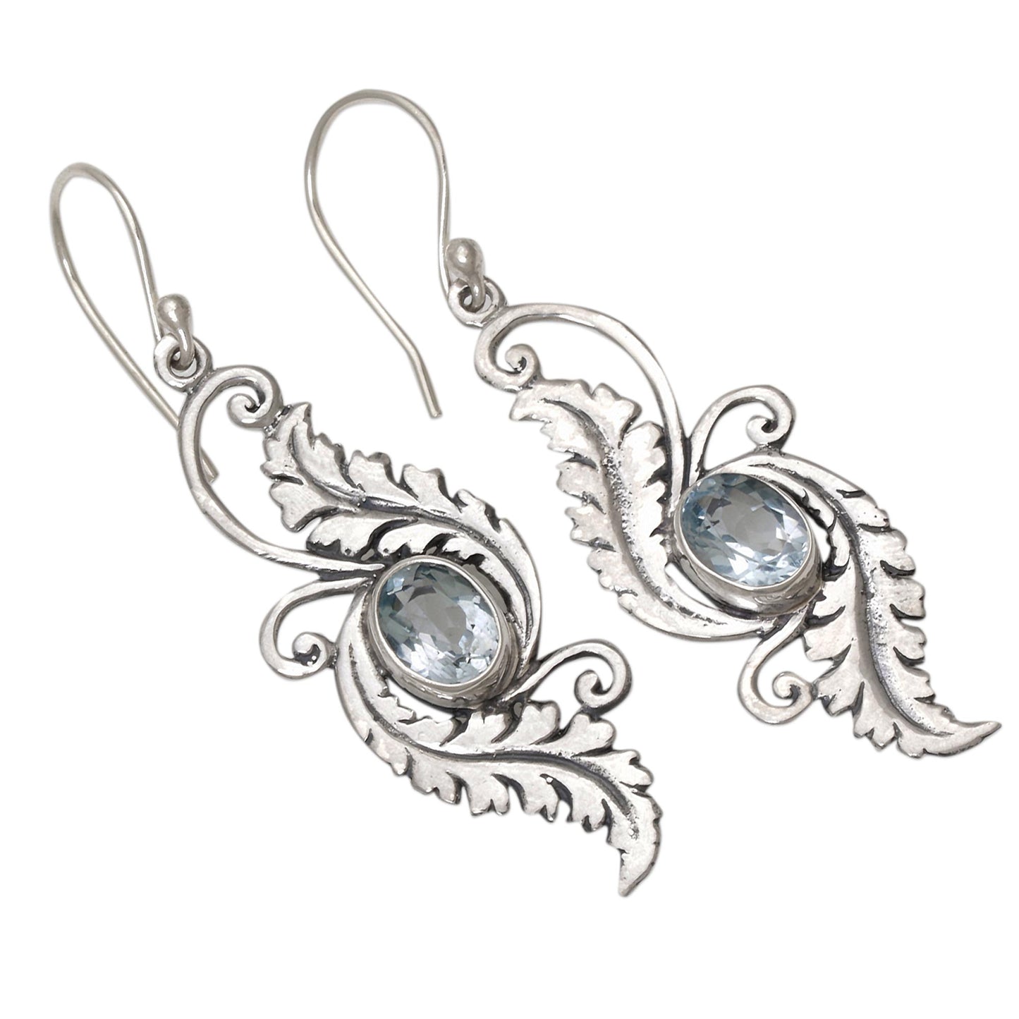 Morning Garden Blue Topaz Sterling Silver Dangle Earrings from Indonesia