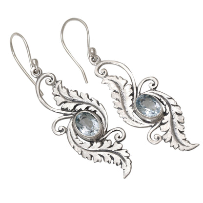 Morning Garden Blue Topaz Sterling Silver Dangle Earrings from Indonesia