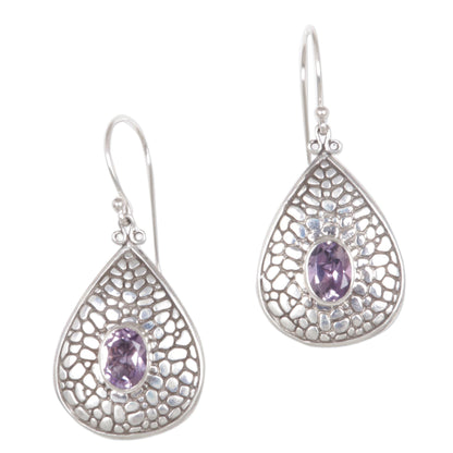 Purple Pebbles Sterling Silver Purple Amethyst Dangle Earrings