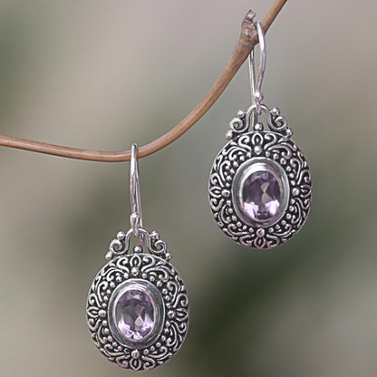 Purple Fables Sterling Silver Amethyst Dangle Earrings from Indonesia