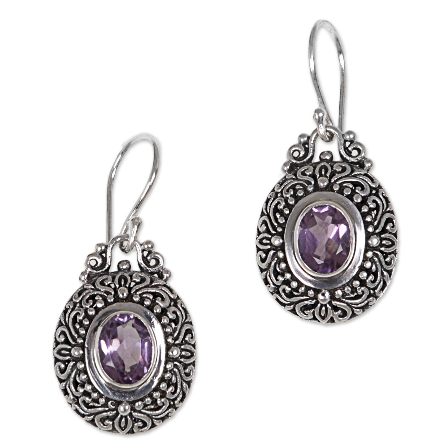 Purple Fables Sterling Silver Amethyst Dangle Earrings from Indonesia