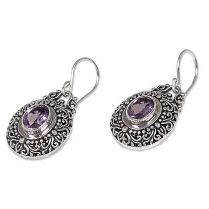 Purple Fables Sterling Silver Amethyst Dangle Earrings from Indonesia