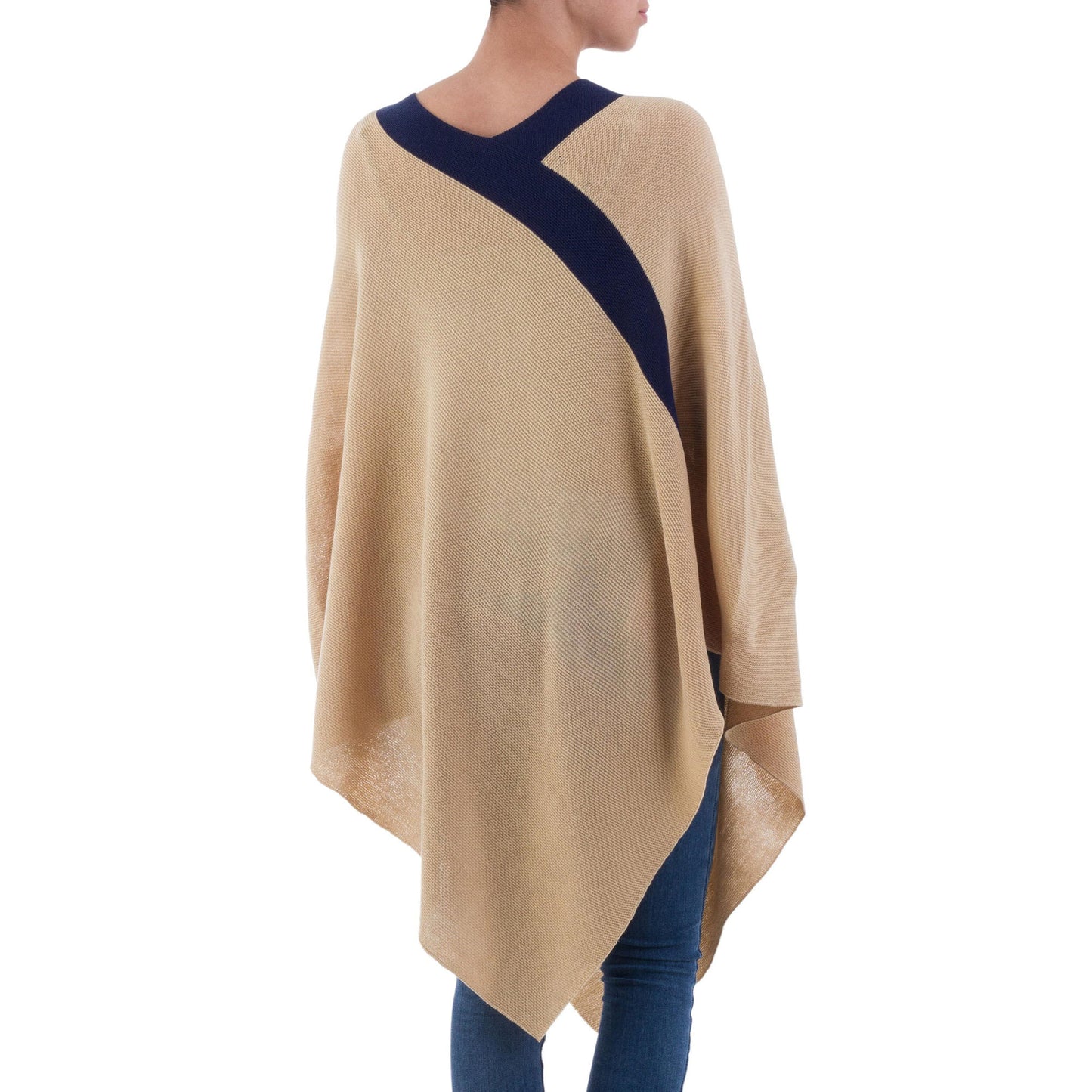 Beam of Light Navy & Tan Poncho