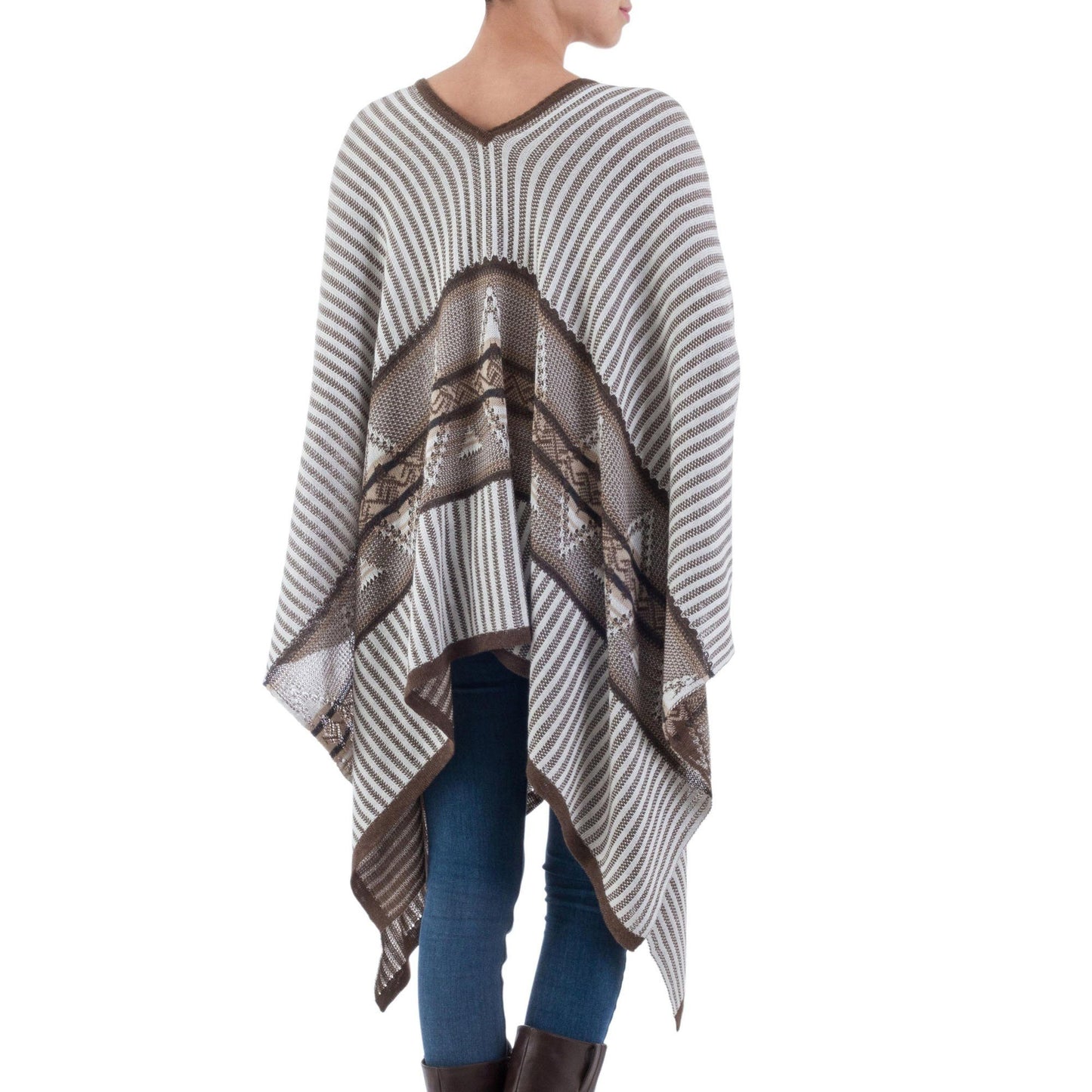 Geometric Striped Bohemian Poncho