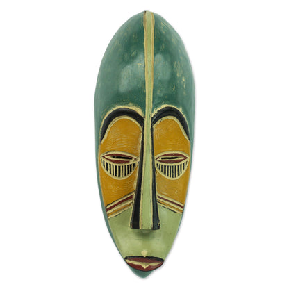 Bring Good News Hand Carved Painted Rubberwood Mask from Ghana