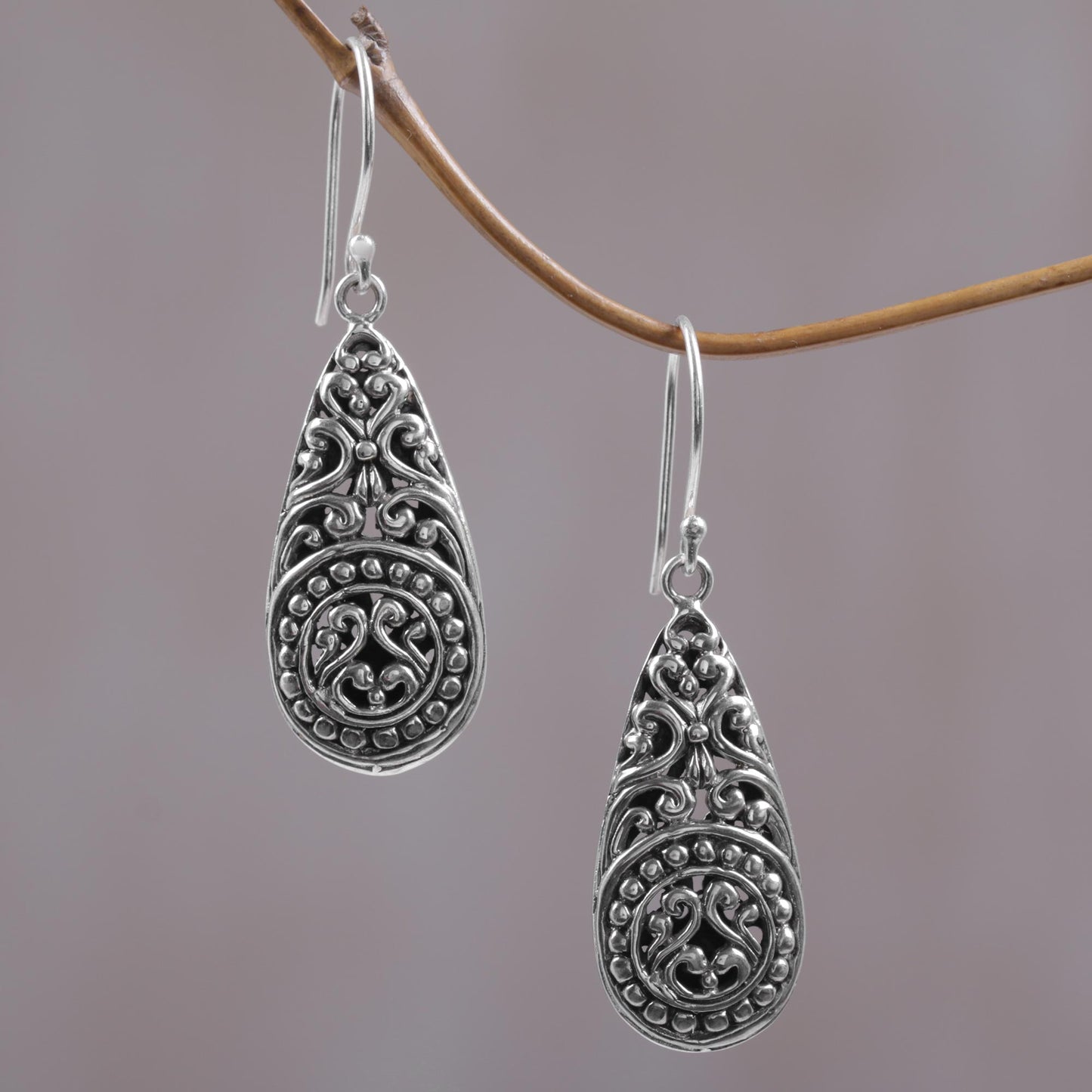 Mesmerizing Moment Ornate Handcrafted Balinese Sterling Silver Dangle Earrings